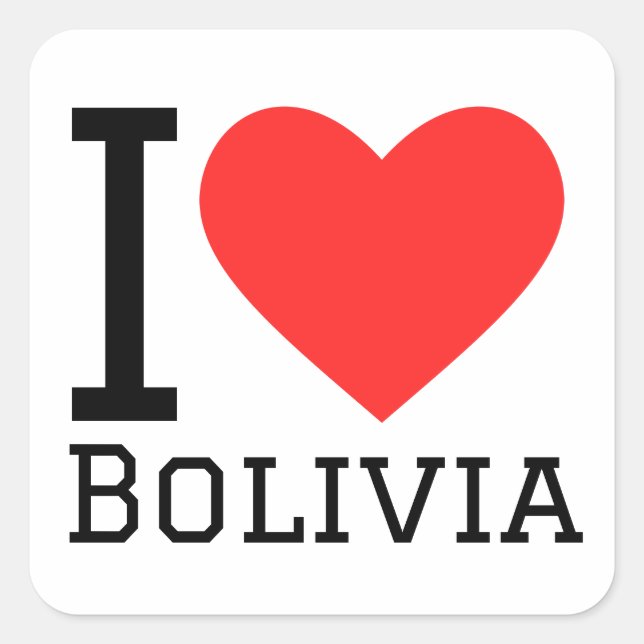 I Liebe Bolivien Quadratischer Aufkleber (Vorderseite)