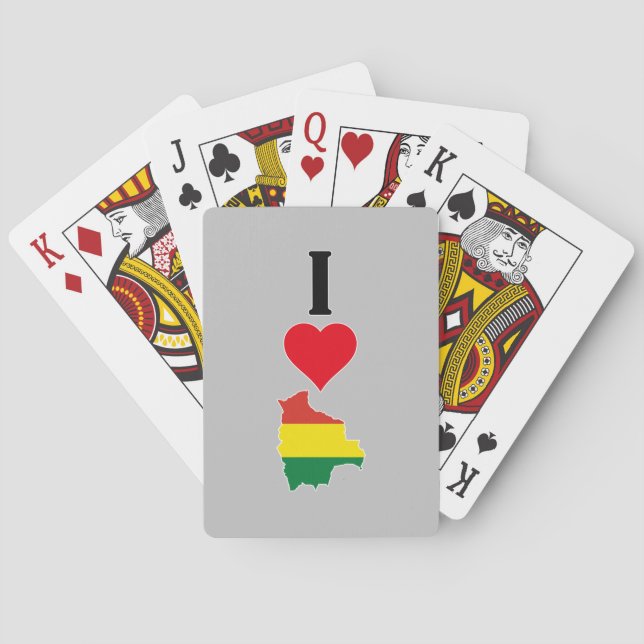 I Liebe Bolivien Vertikal I Herzenlandkarte Spielkarten (Rückseite)