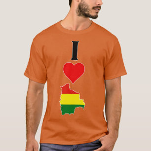 I Liebe Bolivien Vertikal I Herzenlandkarte T-Shirt