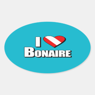 I Liebe Bonaire Diving Ovaler Aufkleber