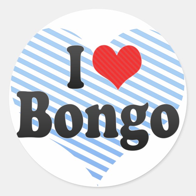 I Liebe Bongo Runder Aufkleber (Vorderseite)