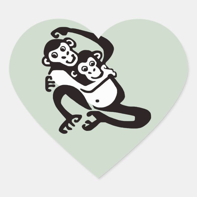 I Liebe BONOBOS - Schimpanse - Wildtiere - Natur - Herz-Aufkleber (Vorderseite)