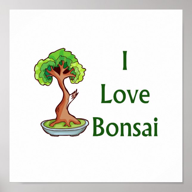 I Liebe bonsai in grünem Text schari Baum graphi Poster (Vorne)