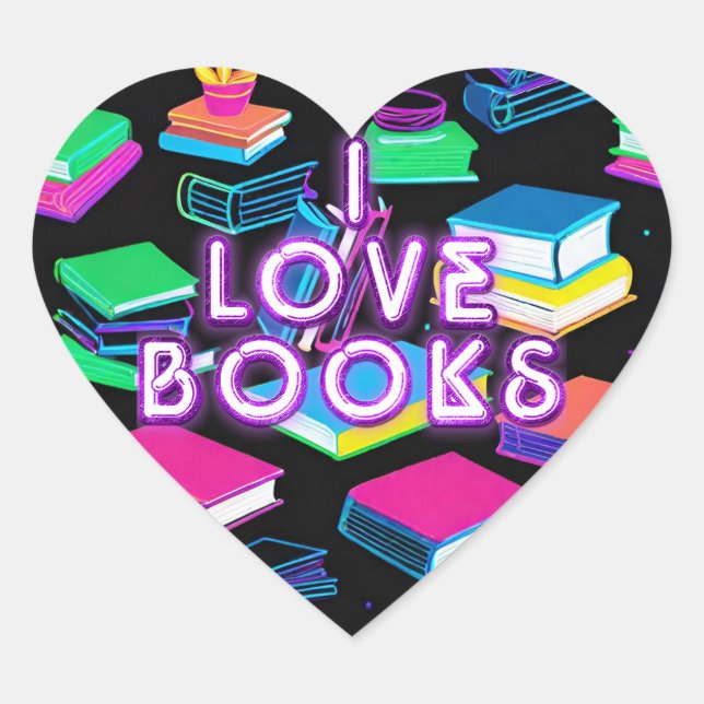I Liebe Books farbenfroh 2 Herz-Aufkleber (Vorderseite)