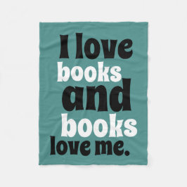 I Liebe Books Fleece Blanket (aquamarin und weiß)