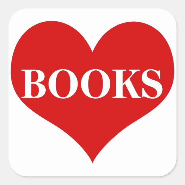 I Liebe Books Quadratischer Aufkleber (Vorderseite)