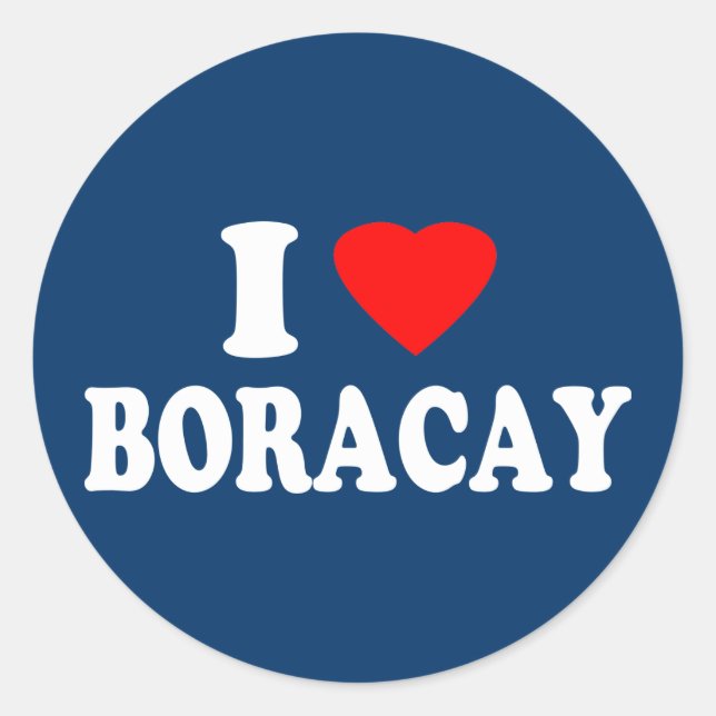 I Liebe Boracay Runder Aufkleber (Vorderseite)