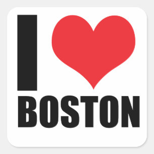 I Liebe Boston Quadratischer Aufkleber