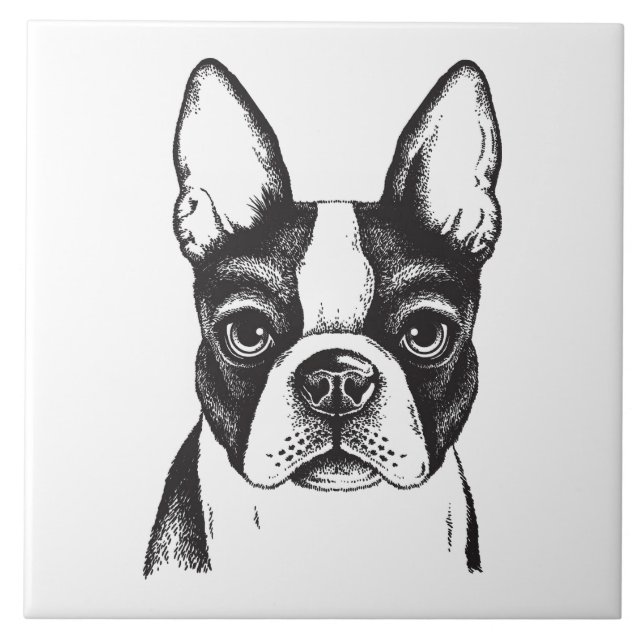 I Liebe Boston Terriers Fliese (Vorderseite)