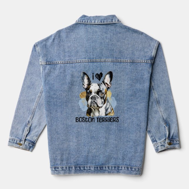 I Liebe Boston Terriers Jeansjacke (Rückseite)