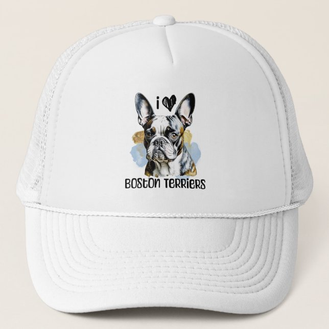 I Liebe Boston Terriers Truckerkappe (Vorderseite)