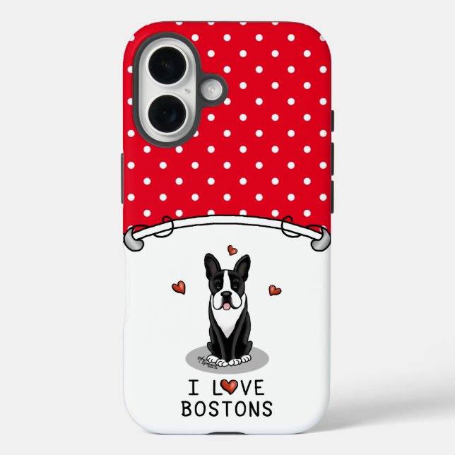 I Liebe Bostons - Boston Terriers (schwarz & weiß) iPhone 16 Hülle (Rückseite)