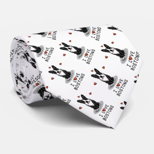 I Liebe Bostons - Boston Terriers (schwarz & weiß) Krawatte