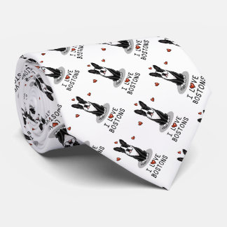 I Liebe Bostons - Boston Terriers (schwarz & weiß) Krawatte