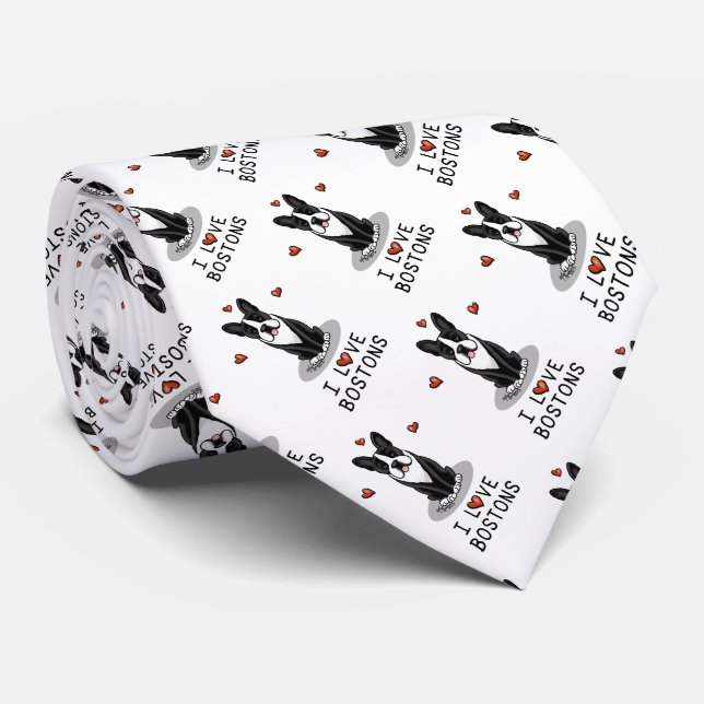 I Liebe Bostons - Boston Terriers (schwarz & weiß) Krawatte (Gerollt)