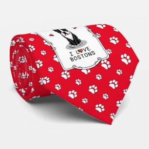 I Liebe Bostons Boston Terriers (schwarz & weiß) Krawatte