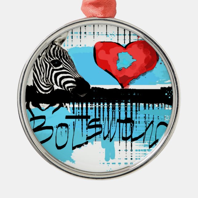 I Liebe Botswana Ornament Aus Metall (Vorne)
