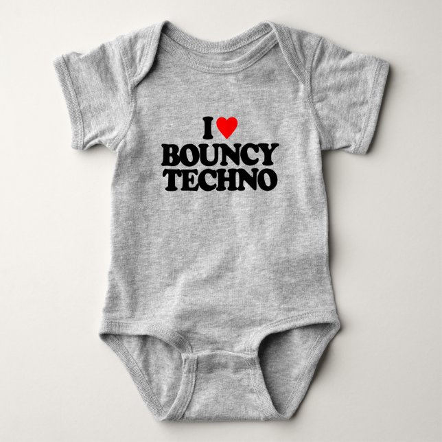 I LIEBE BOUNCY TECHNO BABY STRAMPLER (Vorderseite)