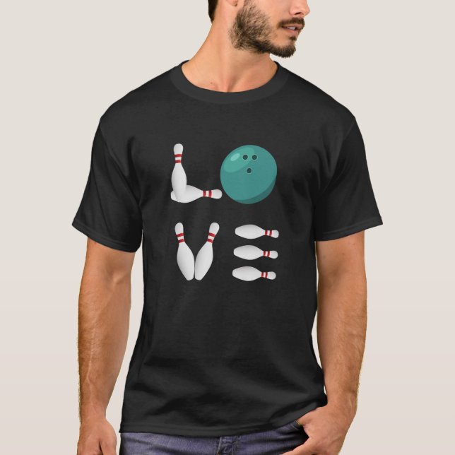 I Liebe Bowling Ball - Funny Bowling T-Shirt (Vorderseite)