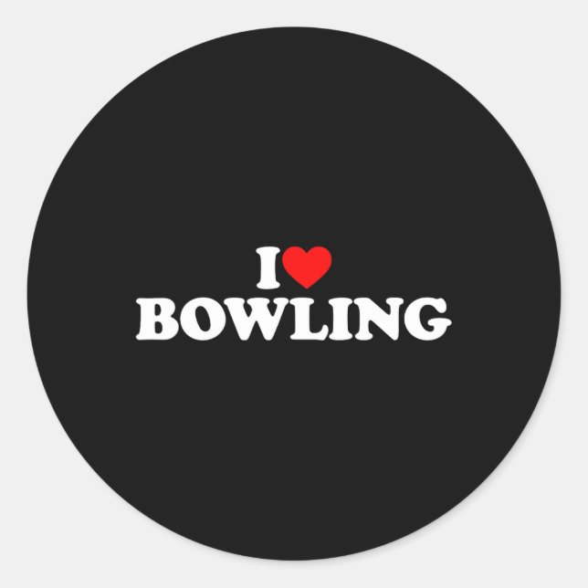 I LIEBE BOWLING RUNDER AUFKLEBER (Vorderseite)