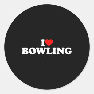 I LIEBE BOWLING RUNDER AUFKLEBER