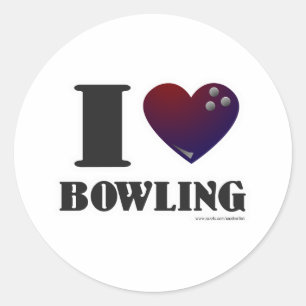 I LIEBE BOWLING RUNDER AUFKLEBER