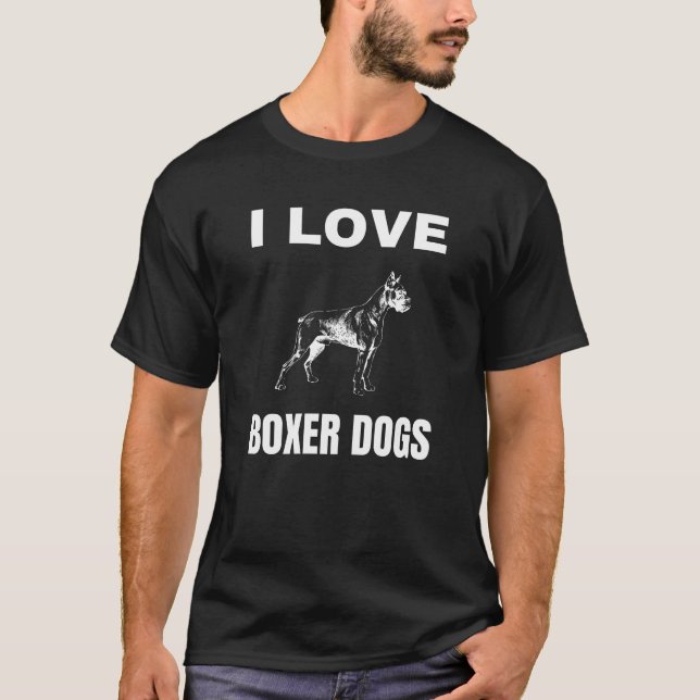 I Liebe Boxer Hunde T-Shirt (Vorderseite)