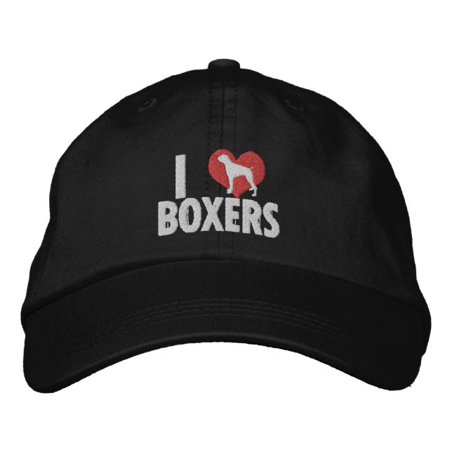 I Liebe Boxers bestickter Hut (dunkel) (Vorderseite)