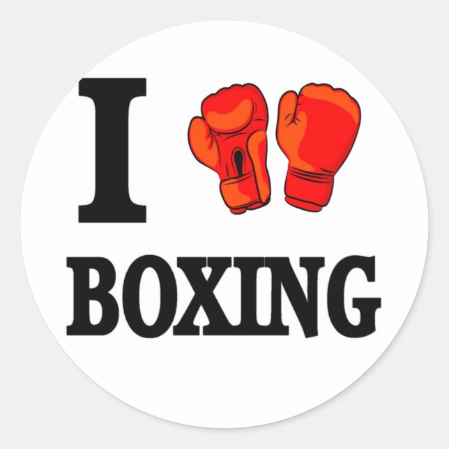 I Liebe Boxing Runder Aufkleber (Vorderseite)