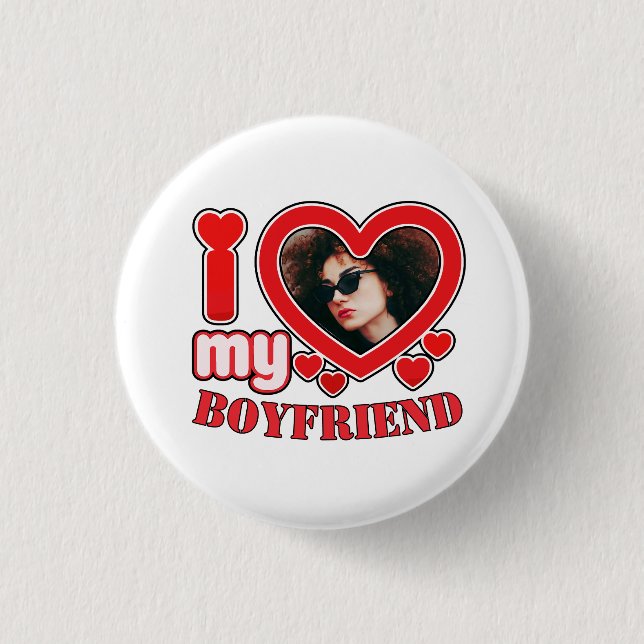 I Liebe Boyfriend Girlfriend Bubbly Heart Foto Button (Vorderseite)