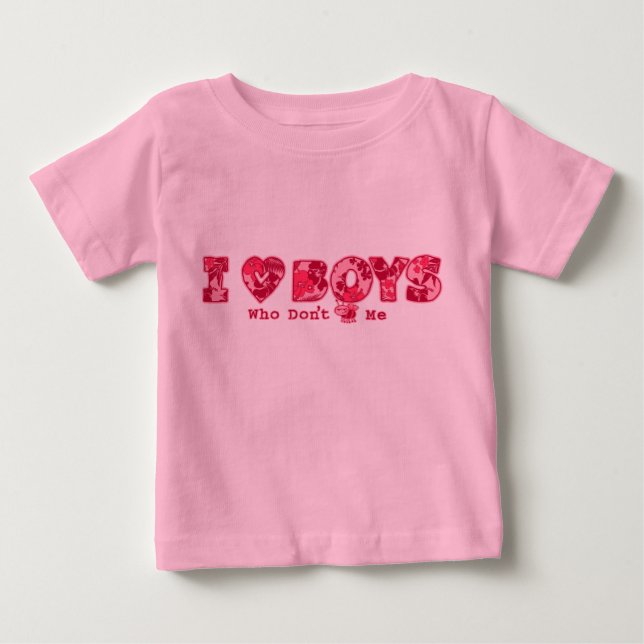 "I Liebe Boys" Säugling T-Shirt in Rosa/Rosa (Vorderseite)