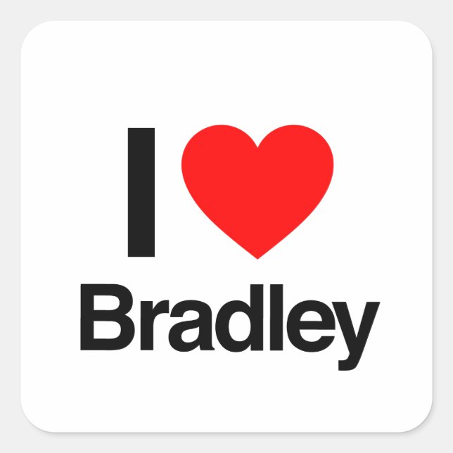 i Liebe Bradley Quadratischer Aufkleber (Vorderseite)