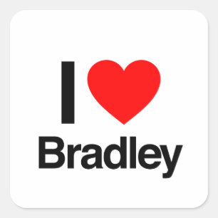 i Liebe Bradley Quadratischer Aufkleber