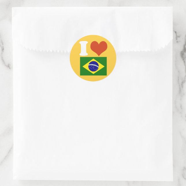 I Liebe Brasil Runder Aufkleber (Tasche)