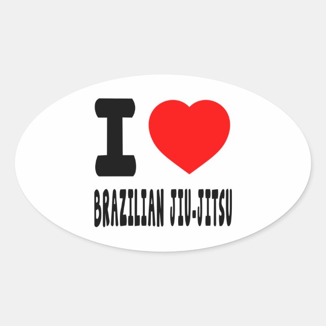 I Liebe Brasilianisch Jiu-Jitsu Ovaler Aufkleber (Vorderseite)