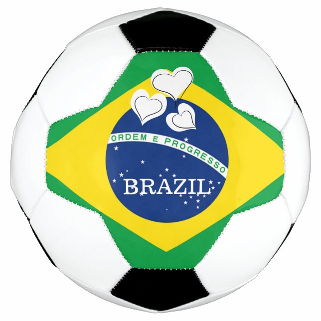 I Liebe Brasilien - Brasilianische Flagge Fußball (Vorderseite)