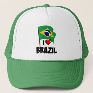 I Liebe Brasilien, Flagge von Brasilien schweben Truckerkappe
