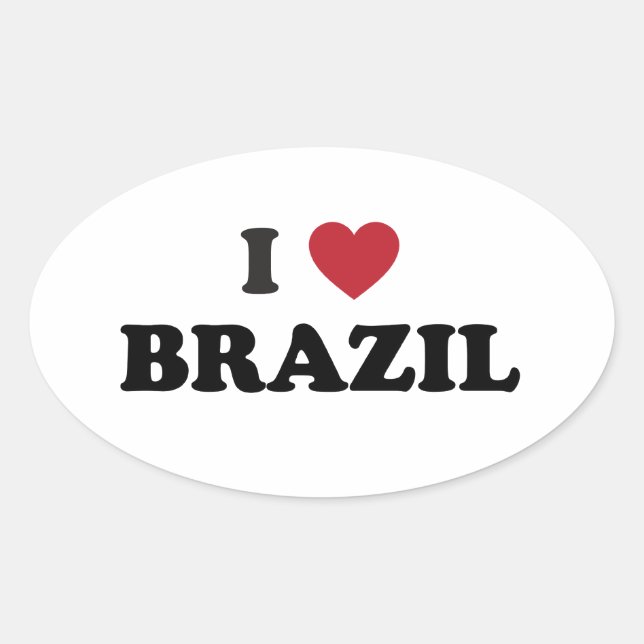 I Liebe Brasilien Ovaler Aufkleber (Vorderseite)