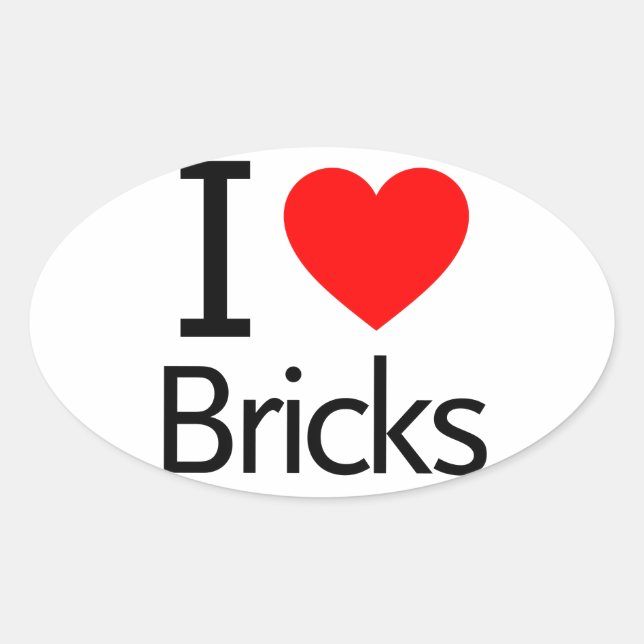 I Liebe Bricks Ovaler Aufkleber (Vorderseite)