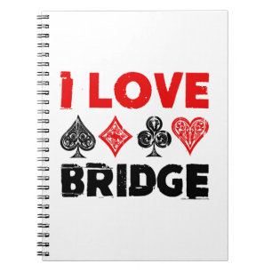 I Liebe Bridge Card Game Player Enthusiasten Notizblock