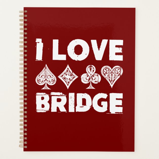 I Liebe Bridge Card Game Player Planer (Vorderseite)