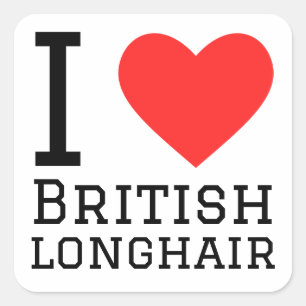 I Liebe Britische Langhaar Quadratischer Aufkleber