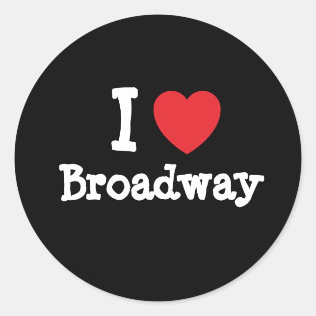 I Liebe Broadway-Herz-Brauch personalisiert Runder Aufkleber (Vorderseite)