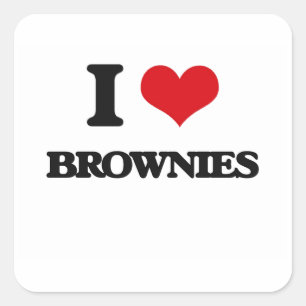 I Liebe Brownies Quadratischer Aufkleber