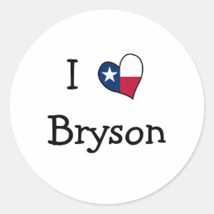I Liebe Bryson Runder Aufkleber