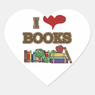 I Liebe-Bücher Herz-Aufkleber