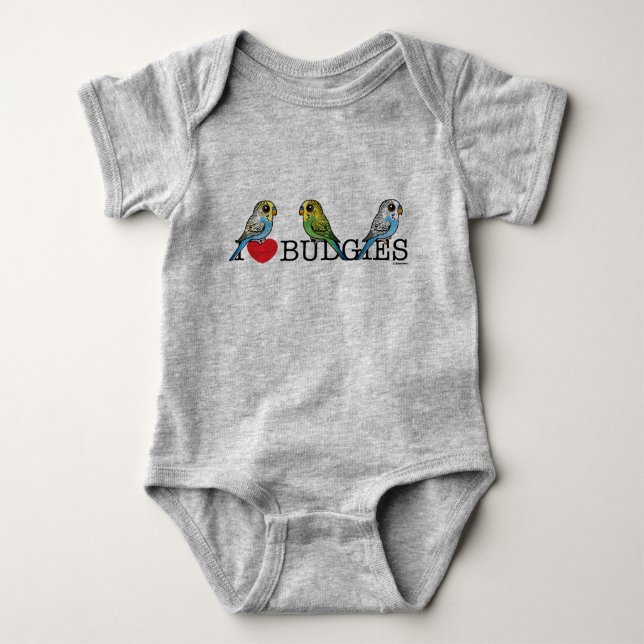 I Liebe Budgies Baby Strampler (Vorderseite)