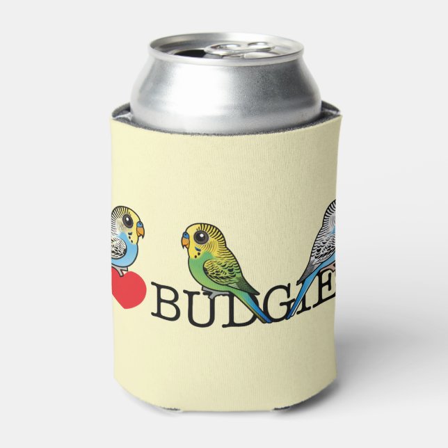 I Liebe Budgies Dosenkühler (Kanne Vorderseite)