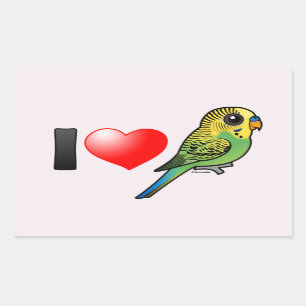 I Liebe Budgies Rechteckiger Aufkleber