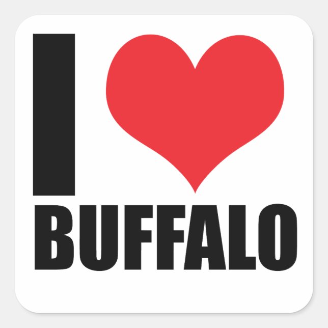 I Liebe Buffalo Quadratischer Aufkleber (Vorderseite)